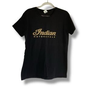 Vintage Indian Motorcycle Tee Womens Black T-Shirt Logo Quebec Branded Sze Large